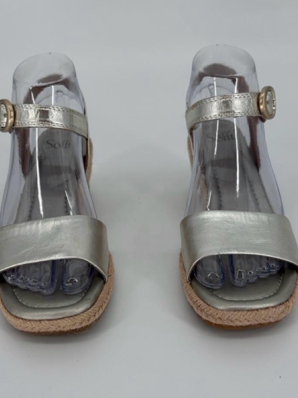 Sofft Silver Espadrille Wedge Sandals